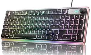 SEUNKWANG EWEADN F98 Wired Keyboard with Smart Display & Knob,98 Keys Aesthetic Computer Keyboards,Metal Panel,Cute Wired Cream Membrane Keyboard for Windows/PC -Black