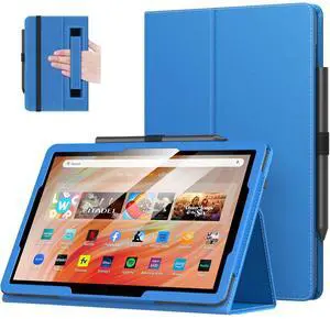 MoKo Case Fits All-New  Kindle Fire HD 10 & 10 Plus Tablet (13th/11th Generation, 2023/2021 Release) 10.1" - Slim Folding Stand Cover with Auto Wake/Sleep, Blue