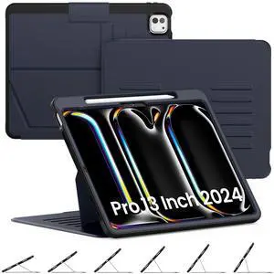 Timecity Case for iPad Pro 13 Inch 2024 (M4) 7th Genaration Case, Strong Magnetic with 6 Angle Stand, Auto Sleep/Wake, Upgrade PU Leather Cover for iPad Pro13 2024, Navy Blue