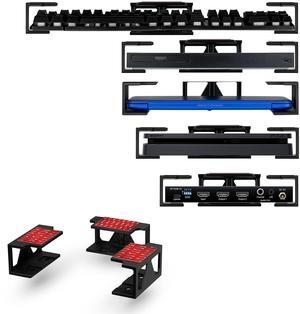 BRAINWAVZ Under Desk Laptop Holder Mount with Adhesive & Screw in, Devices Upto 1.8" Thick Like Laptops, Macbooks, Surface, Keyboard, Routers, Modems, Cable Box, Network Switch & More (Black)