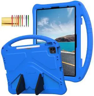 Dteck for iPad Air 13 Inch M2 2024/iPad Pro 13 inch 2024 M4 Kids Case/iPad Pro 12.9 Cover 6th/5th/4th/3rd Gen 2022/2021/2020/2018 with Pencil Holder Handle Stand EVA Protective Girl Boy Case,Blue