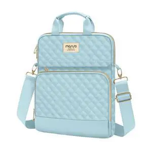 MOSISO 12.9 inch Tablet Sleeve Bag for iPad Pro 13 M4&iPad Air 13 M3 M2,iPad Pro 12.9 M2 M1 6/5,Surface Laptop Go 12.4,Galaxy Tab S8+/S9+ 12.4,Square Quilted Carrying Case with 2 Pockets, Ice Blue
