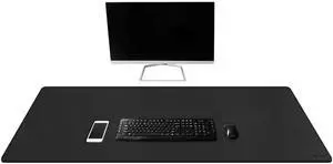 Mydours Extra Long PU Leather Desk Mat, 43.3" x 15.7", Waterproof Surface with Anti-Slip Suede Backing, Black - Extended Coverage for Monitors, Home Office Durable Scratch Resistant Desk Blotter