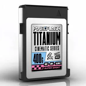 PixelFlash 400 GB CFexpress Type B 4.0 Titanium, 3950/3650 MB/s VPG800, CF Express Memory Card for Photographers & Videographers, Lab Tested, 12K Video 400GB Cinematic Series 2025 Model