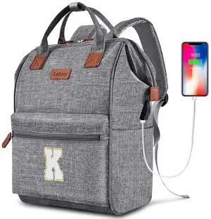 Personalized Initial Laptop Backpack for Women-Waterproof Teacher Backpack/College Backpack/Nurse Backpack for Work,Travel Bckapack with 15.6" Laptop Compartment-Birthday Gift for Women