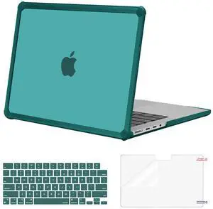 MOSISO Compatible with MacBook Pro 14 inch Case 2025-2021 M4 M3 M2 M1 A3112 A3185 A3401 A2918 A2992 A2779 A2442, Anti-Cracking Heavy Duty TPU Bumper Hard Case&Keyboard Skin&Screen Film, Teal Green