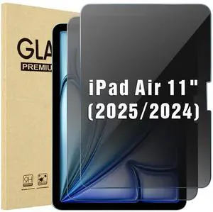 ProCase 2 Pack Privacy Screen Protector for iPad Air 11 inch 7th (M3) 2025 / 6th (M2) 2024, Anti-Spy Tempered Glass Film for iPad Air 7/6