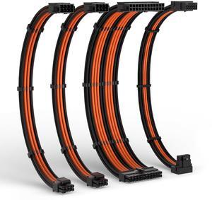 LTC 12VHPWR PSU Cable Extension Kit, 16AWG PCI-E 5.0 Power Supply PC Cable Extension, 1x24 Pin ATX / 2X 8Pin(4+4) EPS / 1x 12+4 Pin GPU, Soft Braided Sleeve Cable Combs, 300mm