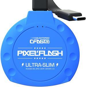 PixelFlash CFast 2.0 Card Reader USB C (Blue) - Memory Card Adapter with Cabled Type-C USB 3.1 Gen 2, Up to 10Gbps File Transfer, Ultra-Slim & Anti-Slip Rubber Shell, Compatible with Most Brands & OS