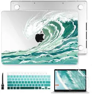 Batianda Designed Case for M4 New MacBook Pro 14'' 2024 2023 2021 Release Model A3112/A2992/A2442 with M3 M2 M1 Pro/Max Chip, Plastic Hard Shell Cover with Keyboard Cover & Screen Protector, Wave