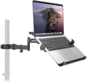 Mount-It! Laptop Pole Mount Tray | Full Motion Laptop Mount Fits Up to 15.6 Laptops | Universal Laptop Stand for Add On to Monitor Mounts