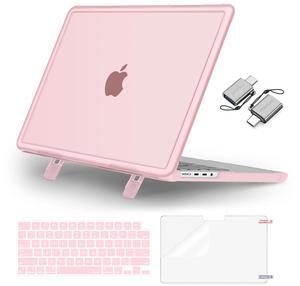 MOSISO Compatible with MacBook Pro 14 inch Case 2025-2021 M4 M3 M2 M1 A3112 A3185 A3401 A2918 A2992 A2779 A2442, Heavy Duty Hard Case with Fold Kickstand&Keyboard Skin&Screen Film&Type C, Pink