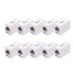 Cable Matters [UL Listed] 10-Pack 10Gbps Cat 6 Ethernet Coupler (RJ45 Coupler, Cat6 RJ45 Female to Female Adapter, Ethernet Extender Adapter) in White, Compatible with Cat6A, Cat5e