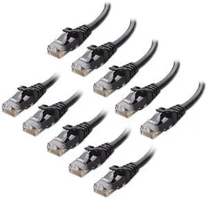 Cable Matters 10Gbps 10-Pack Snagless Cat 6 Ethernet Cable - 10ft, Cat 6 Cable, Cat6 Cord, Ethernet Cord, Black