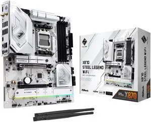 ASRock X870 Steel Legend WiFi 7 AMD Ryzen Socket AM5 ATX Motherboard DDR5 DIMMs 8000 MHz 256 GB SATA3 6.0 Gb/s USB4 M.2