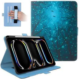 Dteck for Apple iPad Pro 13-Inch M4 Case 2024 (A2925/A2926/A3007), PU Leather Folio Case with Stand & Auto Sleep Wake Function, Built-in Pencil Holder & Hand Strap, Protective Cute Cover, Starry Sky