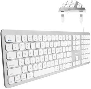 Macally Wired Keyboard for Mac with USB Ports for Mouse - Compatible Apple Keyboard for MacBook Pro/Air, iMac - Aluminum Frame