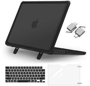 MOSISO Compatible with MacBook Pro 14 inch Case 2025-2021 M4 M3 M2 M1 A3112 A3185 A3401 A2918 A2992 A2779 A2442, Heavy Duty Hard Case with Fold Kickstand&Keyboard Skin&Screen Film&Type C, Black