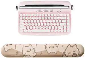 YUNZII B303 Wireless Keyboard(B303, Baby Pink), Keyboard Wrist Rest(Cat)