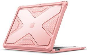 Fintie Case for MacBook Air 13 Inch A2337 (M1) / A2179 / A1932 (2018-2021 2022 Release) - Heavy Duty Hard Shell Cover with TPU Bumper for MacBook Air 13 Retina Display with Touch ID, Rose Gold