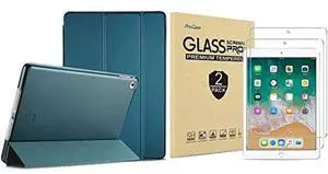ProCase iPad Air 2nd 2014 Teal Slim Hard Shell Case Bundle with 2 Pack iPad 9.7 2018 & 2017 / iPad Pro 9.7 / iPad Air 2 / iPad Air Tempered Glass Screen Protectors