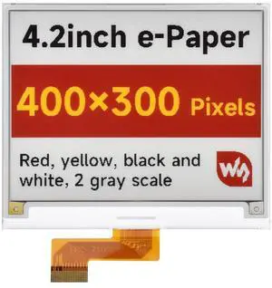 Waveshare 4.2inch e-Paper, Raw E-Ink Display, 400x300, Red/Yellow/Black/White, Without Driver Board