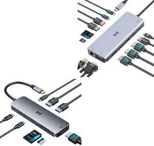 Selore 13-in-1 Docking Station Triple Monitor + 8-in-1 Docking Station Dual Monitor