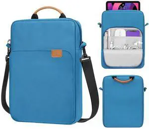 MoKo 9-11 Inch Tablet Sleeve Bag Handle Carrying Case with Shoulder Strap Fits 11inch iPad Air M3, iPad A16 2025, iPadPro 11", iPad10/9/8/7th Gen 10.2, Air 5/4th 10.9, Tab S8/S9 11", Peacock Blue