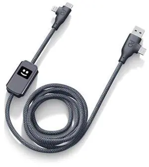 Xoopar Multi USB Cable 3-in-1 Fast Charger 100W Compatible with All Smartphones Universal Fast Charger in Recycled Plastic - USB USB-C Lightning - Mr. ALU 1M - Black