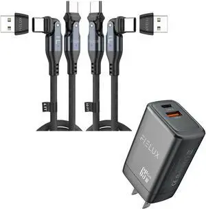 FIELUX 240W USB C to USB C Cable [2 Pack 6FT/10FT + USB A Adapter] + 65W Dual Port USB A & USB C Wall Charger (Black)