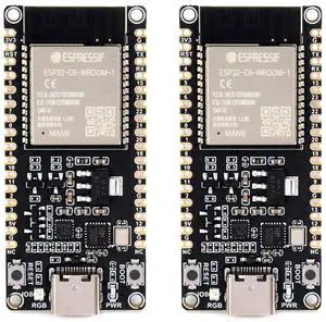 2PCS Waveshare ESP32-C6 Microcontroller, WiFi 6 Development Board, 160MHz Single-Core Processor, ESP32-C6-WROOM-1-N8 Module, Supports USB and UART Development