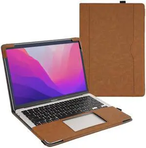 TYTX Compatible with MacBook Air 13 Inch Leather Case, for Model A2337 M1 A2179 A1932 2018-2021 Retina Display Touch ID, PU Leather Laptop Case with Pocket for Papers and Pen Holder, Brown