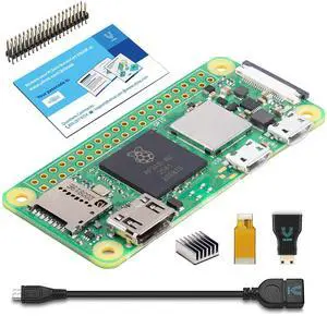 Raspberry Pi Zero 2 with Vilros Adapters & Quickstart E-Book - Includes USB OTG, HDMI, Camera Module Adapters, Pin Header, Heatsink & Vilros Pi Zero Guide Ebook