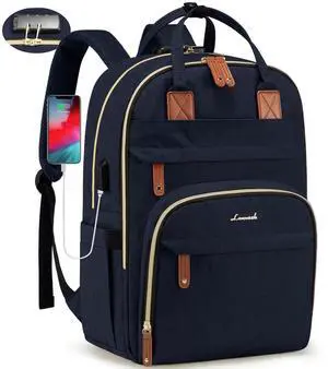 LOVEVOOK Laptop Backpack for Women, Unisex Travel Anti-theft Bag, Business Work Computer Backpacks Purse College Backpack for Men, Casual Hiking Daypack with Lock, 15.6 Inch, Navy