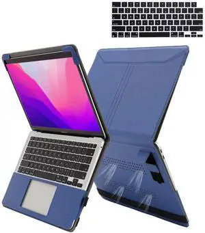 TYTX Compatible with MacBook Pro 14 Inch Case, PU Leather MacBook Case with Vents and Stand for 2021-2024 Release M4 A3112 A3185 A3401 M3 A2918 A2992 M2 A2779 M1 A2442, Come with Keyboard Cover, Blue