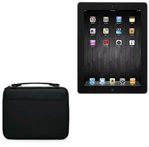 BoxWave Case Compatible with iPad (4th Gen 2012) - Hard Shell Briefcase, Slim Messenger Bag Briefcase Cover Side Pockets - Jet Black