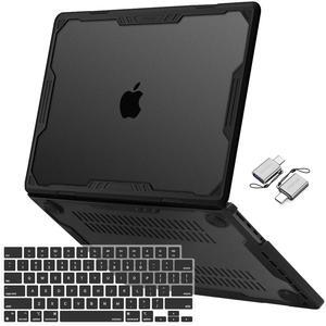 MOSISO Compatible with MacBook Pro 14 inch Case 2025-2021 M4 M3 M2 M1 A3112 A3185 A3401 A2918 A2992 A2779 A2442, Symmetric Geometric Heavy Duty TPU Bumper Hard Shell&Keyboard Cover&Type C, Black