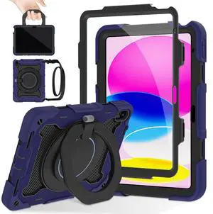 ROISKIN Case for iPad A16 11th Generation 11 Inch 2025, iPad 10th Generation Case 10.9" for Kids with Screen Protector,360 Kickstand & Handle,Shoulder Strap,Heavy Duty Military Grade Drop Protection