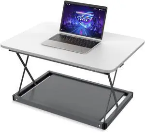 Uncaged Ergonomics Changedesk Mini Small Standing Desk Converter Height Adjustable Desktop Sit-to-Stand Up Desk Riser Laptop Table Top Standing Converter, White