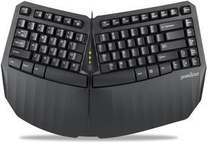 Perixx PERIBOARD-413B US, Wired USB Ergonomic Compact Split Keyboard - 15.75x10.83x2.17 inches TKL Design - Black - US English