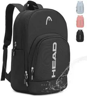 HEAD Waterproof Travel Backpack for Women & Men, Lightweight Laptop Backpack Computer Bag fits 15.6 Inch Notebook, Casual Daypack College Backpacks with 9 Pockets for Overnight/Sports Gym/Work/Fitness