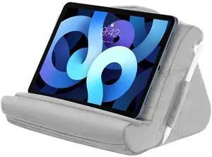 MoKo Tablet Pillow Stand, Soft Tablet Cushion Stand, with Multiple Viewing Angles and Storage Pocket, Fit with iPad 10.2 2021/iPad Air 5/4/3/iPad Pro 11/12.9 2022, iPad 10th,Galaxy Tab, iPhone, Gray