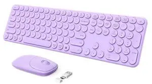 seenda Wireless Keyboard and Mouse, USB & Type C 2-in-1 Receiver, Full Size Purple Wireless Keyboard Mouse Combo, Compatible for Windows 7/8/10/11, MacBook Pro/Air, Laptop, Desktop, PC - Purple