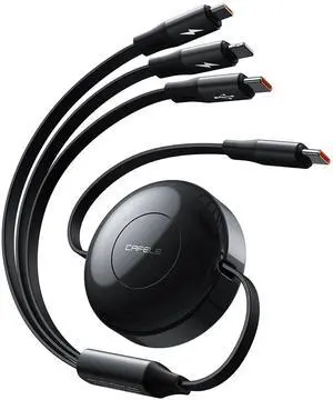 CAFELE Upgraded Retractable USB C Cable, 100W Multi Charging Cable, 3 in 1 Fast Charging Charger Cord with Type C/L/Micro USB Ports for Phone 16 15 14 Galaxy MacBook Pad, Travel for Multiple Devices