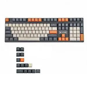 YMDK Double Shot 122 Dyed PBT Shine Through OEM Profile Keycap Rainbow Carbon Sunset Backlit Keycaps for MX Switches Mechanical Keyboard(Only Keycap) (Carbon 122 Key)