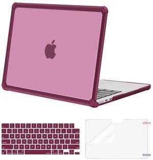 MOSISO Compatible with MacBook Air 13 inch Case 2025 2024 2023 2022 M4 A3240 M3 A3113 M2 A2681,Anti-Cracking Heavy Duty TPU Bumper Hard Case&Keyboard Skin&ScreenFilm for MacBook Air 13.6, Wine Red