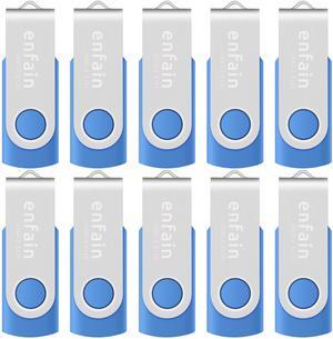 10-Pack of Enfain USB 2.0 32GB Blue Jump Drives with 12 Writable Labels for Storing and Transferring Digital Data at Home or The Office