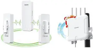 3PCS Gigabit Wireless Bridge Kit, 3KM 5.8G Point to 2 Point Outdoor CPE, CPE662+WiFi 6 Outdoor Access Point, Dual Band 5378 Mbps Wireless Outdoor AP 500M Long Range WiFi | | Up to 128 Devices | IP67