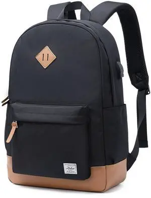 abshoo Classical Basic Womens Travel Backpack For College Men Water Resistant Laptop School Bookbag (USB Black)