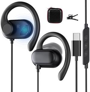 Wired Open Headphones USB C for iPhone 16 15 Samsung S25 S24 Ultra A36,Over Ear Hook Earbuds Wired with Microphone for for iPad 10th Gen Pixel 9 8